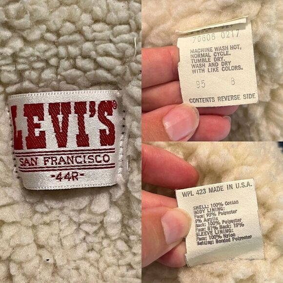 Levi’s San Fransisco Vintage Unisex Size XL Denim Sherpa Trucker Jean Jacket USA - Picture 3 of 16